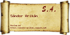 Sándor Arikán névjegykártya